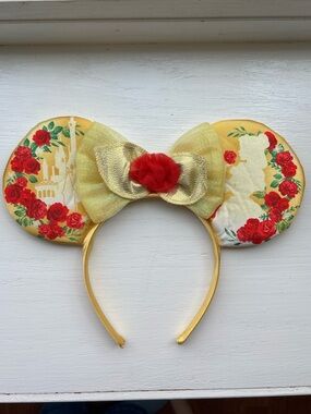Disney Yellow Gold Rose Castle Minnie Ears Headband